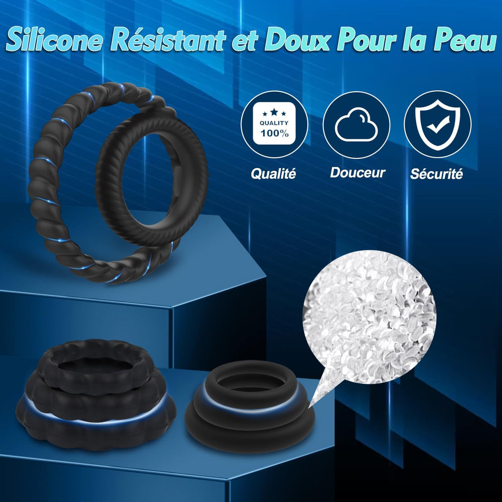 Anneau Penien - Anneau Homme 7 Pièces Sex Toýs Homme Couple Anneaux de Pénis Jouet Sexualité Couple Sex Toys Jouet Adulte Sextoys Couple Plaisir Jeux Sexuelle Adulte Couple, Plus Dur et Plus Fort