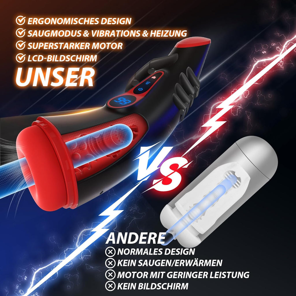 Masturbeuse Homme Sex Toys, Masturbateurs Masculins avec 9 Succion et 9 Vibration, Masturbateur Automatique 3D Vaginette Ultra Réaliste, Écran LCD Sextoy Homme Sex Toýs Homme Suceur Sextoys