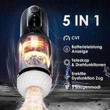 Charger l'image dans la galerie, Masturbeuse Homme Mains Libres avec Ventouses, Masturbateurs Masculins électrique Sex Toys, 5 Rotations Télescopiques et 5 Modes d'Aspiration, Vaginette Chatte de Poche Réaliste 3D Masturbateur Homme