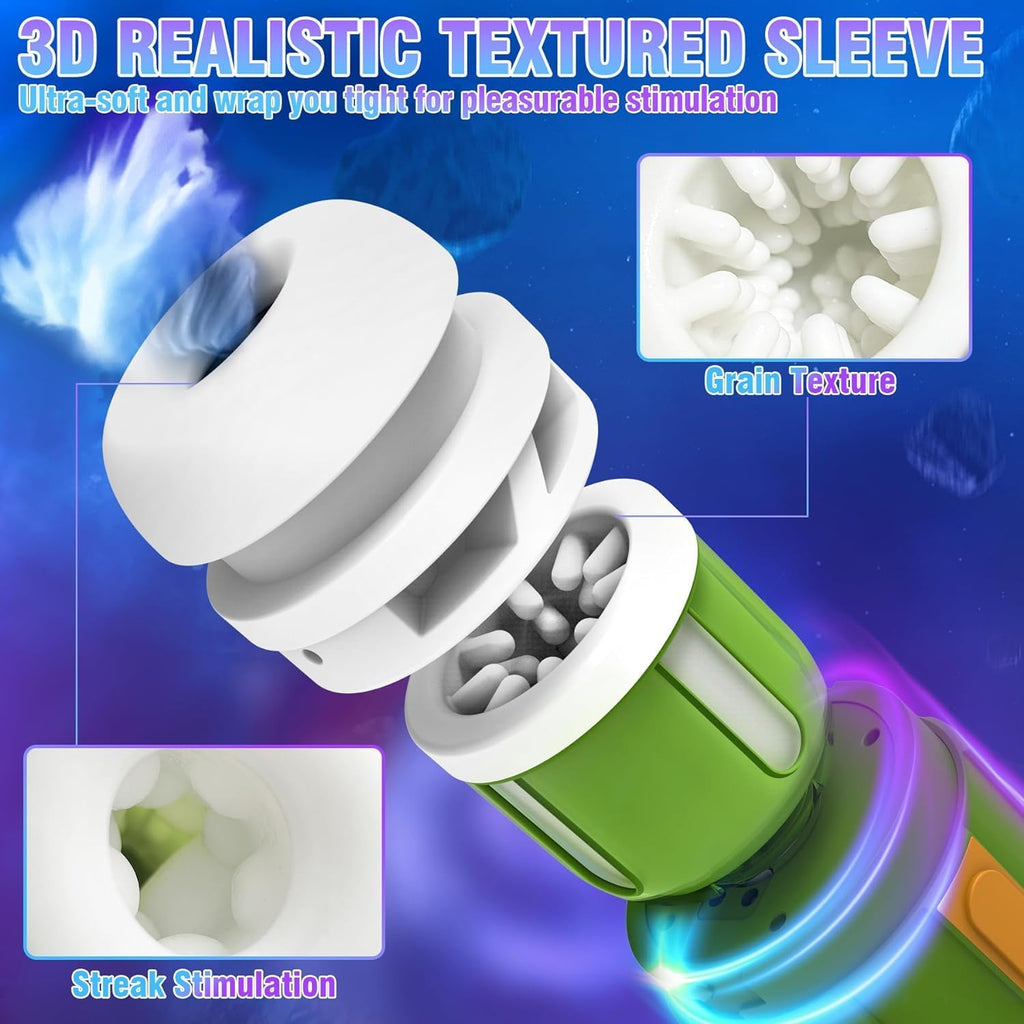 Masturbateur électrique avec 10 vibrations télescopiques - Fonction de choc rotatif - Jouet sexuel pour les hommes - Jouet sexuel pour homme - Masturbateur de poche avec vagin 3D