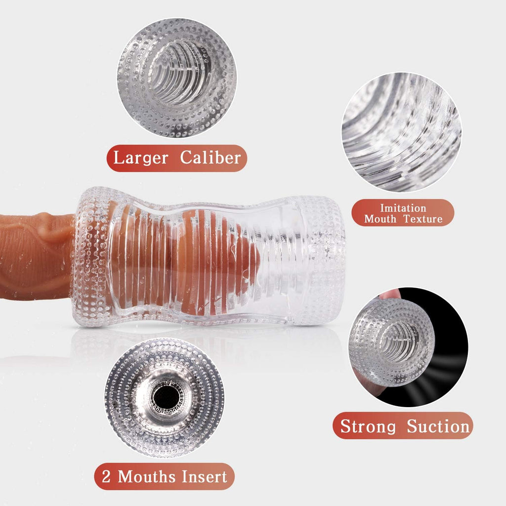 Masturbâteur pour Homme, Coupe du Masturbateur Masculin Transparent Érotiques Entraîneur de Pénis, Cavité Buccale Vaginal Texture 2 Trous Masturbâteurs Jouet Sexuel pour Homme