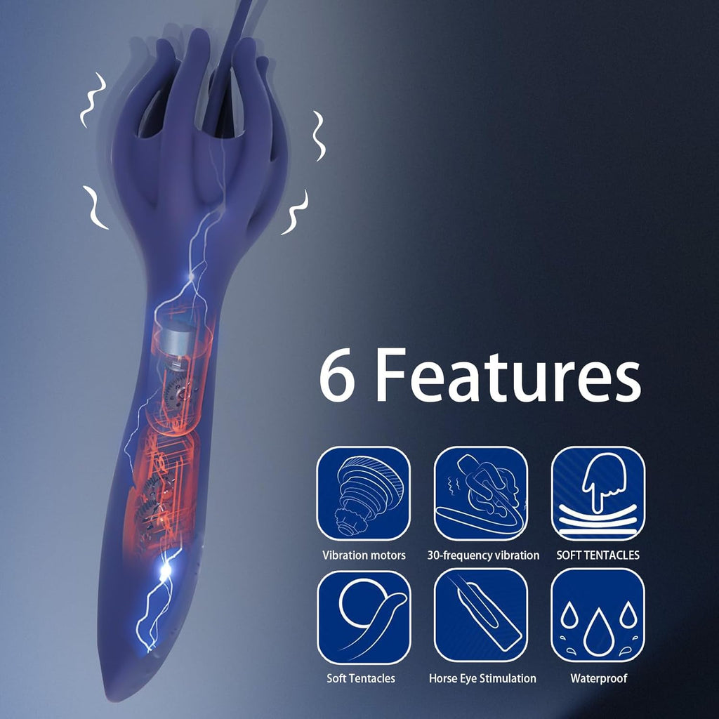 2-IN-1 Sonde Uretre Pénis Vibromasseur Homme Dilatateur Urétral,30 modes de Vibration,Stimulateur Masseurs de Prostate,Dilatateurs Plug Uretre Pénis Masturbateur Homme