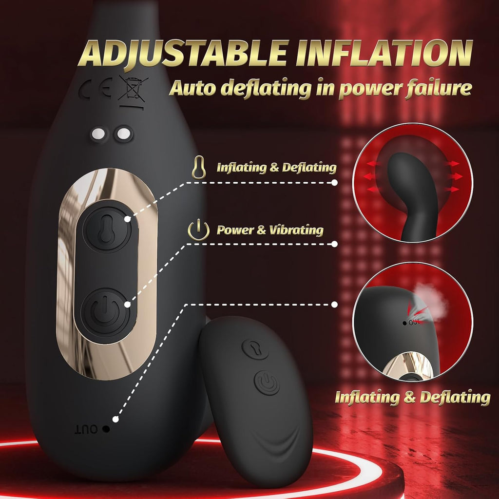 Plug Anal Sex Toys Vibromasseur pour Homme avec Gonflage Automatique et 10 Modes de Vibration, Masseurs de Prostate Vibrant avec Anneau Pénien et Télécommande, 3 in 1 Sex Toýs Homme Gode Anal