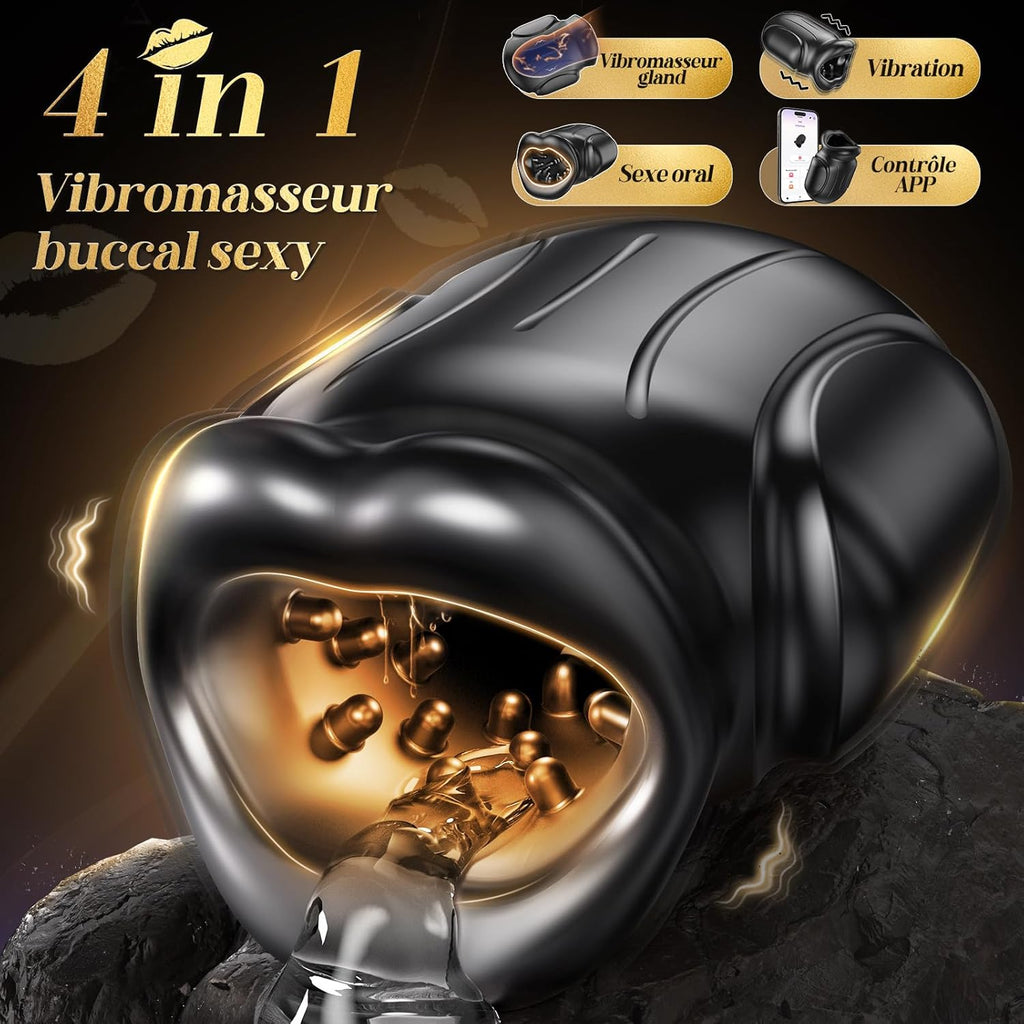 Bouche Sexy Masturbateurs Masculins, Sex Toýs Homme Vaginette Ultra Réaliste Masturbateur avec 10 Modes de Vibration, Masturbateur Automatique Enveloppé à 360° Penisse Vibromasseur Homme Sex Toys