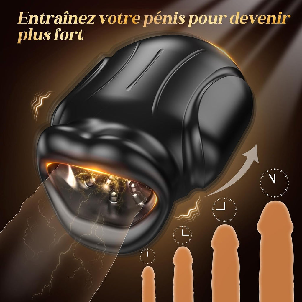 Bouche Sexy Masturbateurs Masculins, Sex Toýs Homme Vaginette Ultra Réaliste Masturbateur avec 10 Modes de Vibration, Masturbateur Automatique Enveloppé à 360° Penisse Vibromasseur Homme Sex Toys