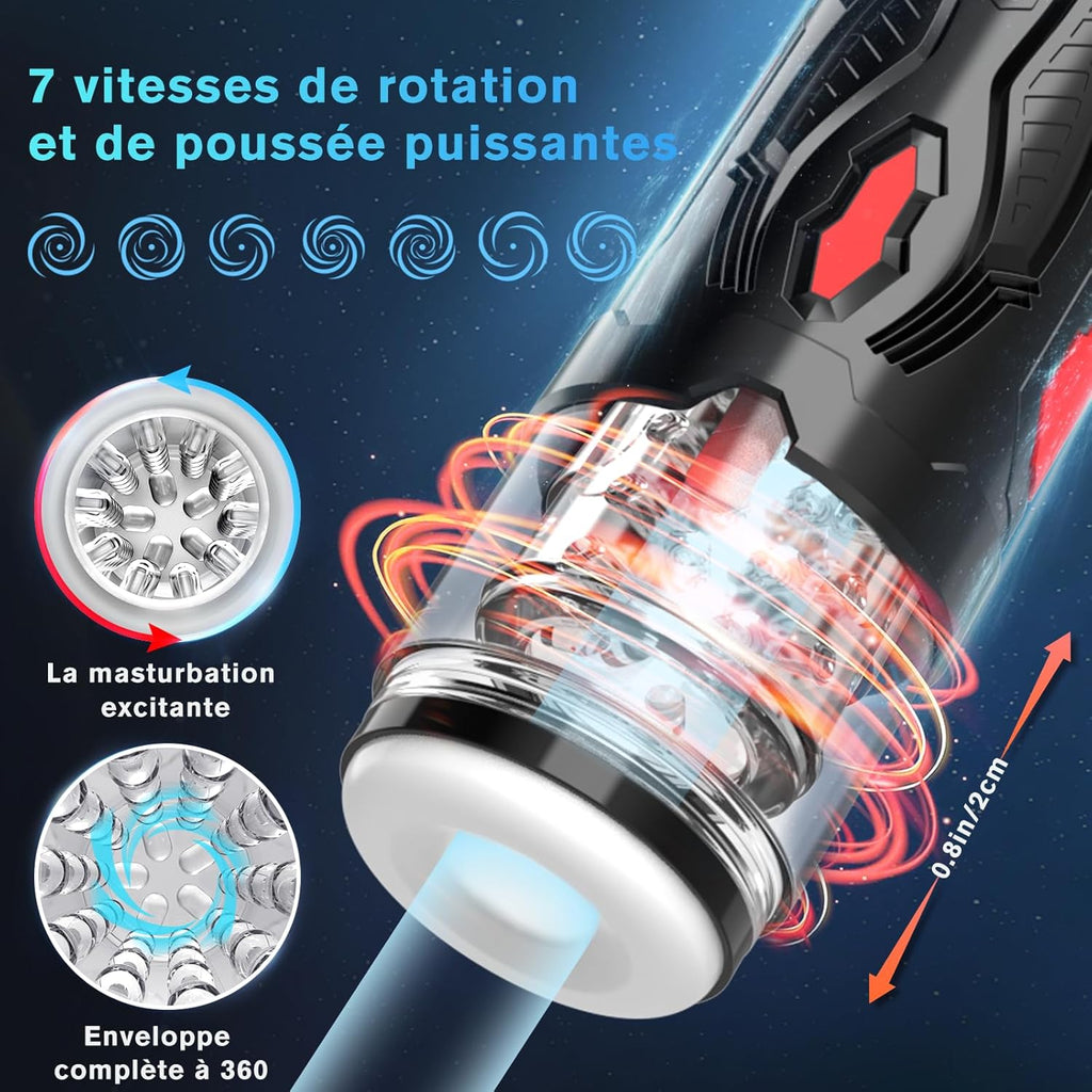 Masturbateur sex toys vibromasseurs pour homme mains libres avec 7 modes de rotation et fonction choc, masculins masturbeuse orale érotique jouet sexuel, pompe penis