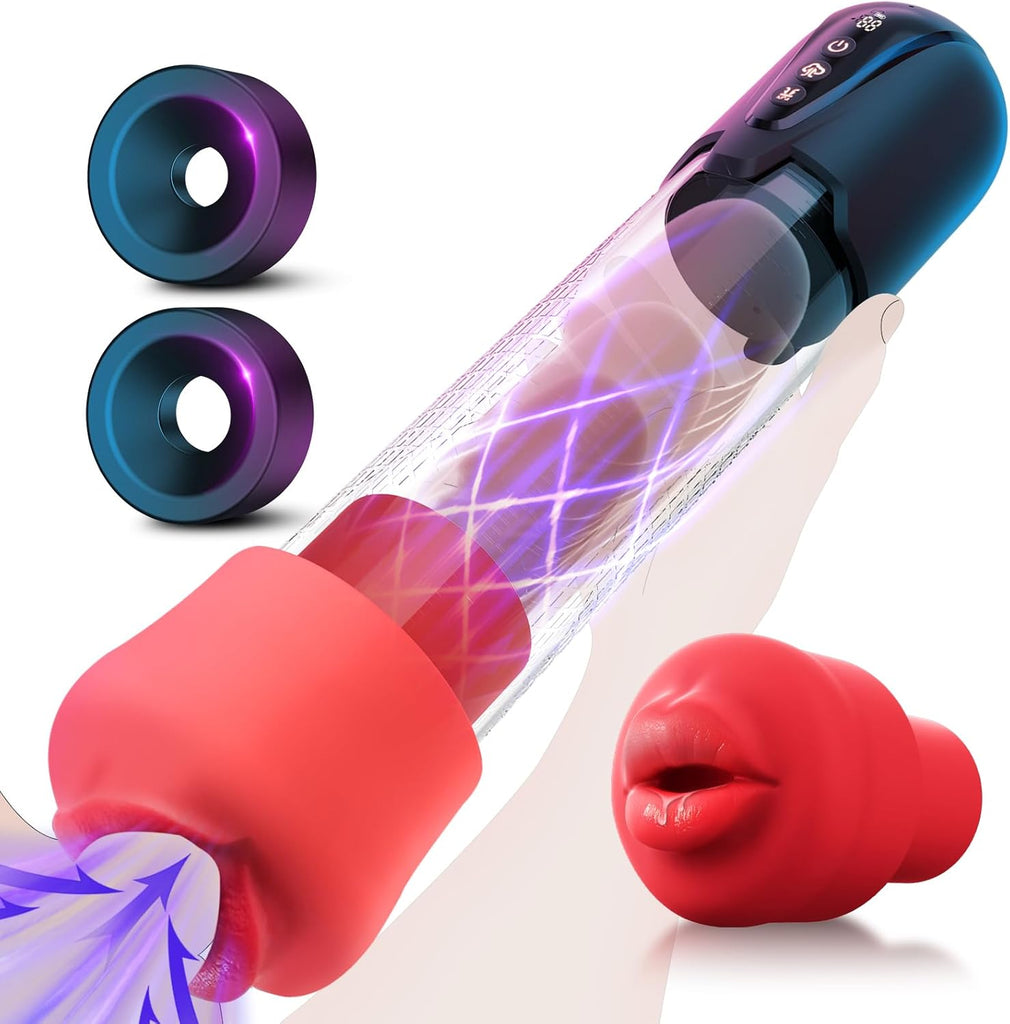 Pompe à Pénis sex toýs homme Masturbateurs masculins avec 4 D'aspiration& 6 modes entraînement,Vakuum pumpe pompe pénis Vibromasseurs avec Vaginette Silicone, Sextoy Homme Masturbateur