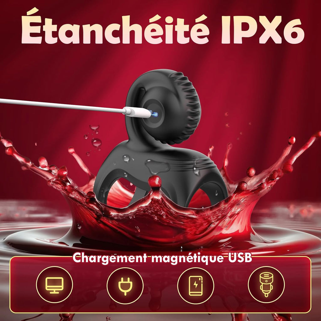 Anneau Penien - Anneau Homme Vibrant Sex Toys, Double Anneaux de Pénis Sex Toýs Couple Vibromasseurs pour Homme, Anneau Vibrant Pénis Homme avec 10 modes, Stimulateur Clitoridien pour Couple