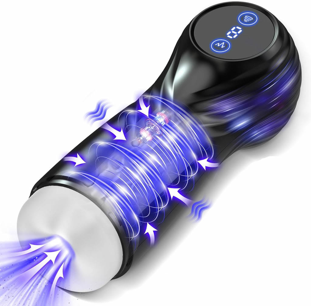 Masturbateurs Masculins Sex Toýs Homme - Masturbateur Homme avec 7 Succion & Vibration & Échappement,Masturbâteur Homme Mains Llibres avec Écran LCD & 3D Vaginette Ultra Réaliste, Sex Toys Couple.