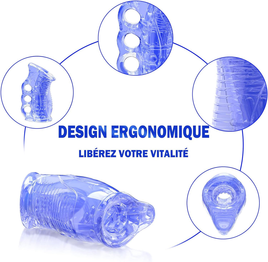 Trainer D'Endurance en Silicone Bleu Doux avec Plusieurs Petits Trous pour Une Prise Facile De L'éQuipement De Remise en Forme