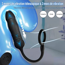 Charger l'image dans la galerie, Stimulateur de prostate masculin, appareils de massage, vibromasseurs anaux avec anneau pénien, télécommande, vibromasseur télescopique avec 3 modes de vibration + 3 modes de poussée, plug anal, gode, jouets sexuels pour hommes