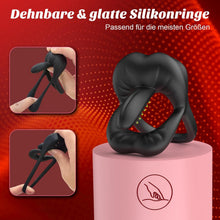 Charger l'image dans la galerie, Double Anneau Penien - Anneau Homme Sex Toýs Homme, Anneau Vibrant Pénis Clitoridienne avec Vibromasseur à Langue Reglable, Cockring Sextoy Jouet Sexualité Couple avec Le Stimulateur du Périnée