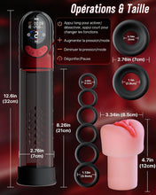 Charger l'image dans la galerie, Pompe à Pénis Sextoyse Homme Sex Toys, APP Pompe à Vide Électrique Manuelle &amp; Automatique avec 8 d'Aspiration Masturbateurs Masculins, Sex Toyspour Pour Homme Masturbateur avec Vaginette Silicone