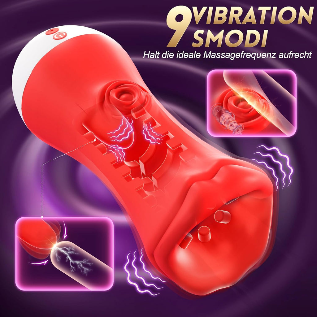 Pangpangmi Masturbateurs Masculins Sex Toýs Homme, Masturbateur Automatique Sex Toys avec 9 Vibrations 9 Léchage de Langue, Masturbeuse Homme Sextoy 3D Manchon Masturbâteur Sextoys