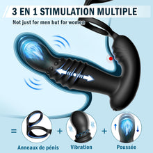 Charger l'image dans la galerie, Masseurs de Prostate Sex Toys Anals avec Anneaux de Pénis, Vibromasseur Anal Télécommandé avec 10 Modes de Poussée &amp; de Vibration, Vibrateur Gode Anal Plug Anal Vibrant Sextoy pour Hommes et Couple