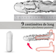 Charger l'image dans la galerie, Gaine pénienne BDSMYEE avec vibromasseur pour une extension de 9 cm, gaine pénienne, sextoy érotique pour hommes, manchons péniens, kit de sextoys pour hommes (transparent)