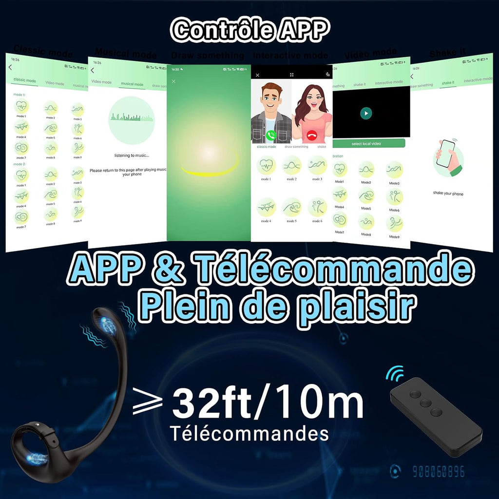 Plug Anal Vibromasseur Sex Toys - Anneau Penien Gode Homme pour Gay Toýs Femme Couple Plaisir Sextoy avec App et 10 Modes de Vibration, Anneaux Vibrant Pénis Sextoyse Sex Masculins Anals Plugs Anus