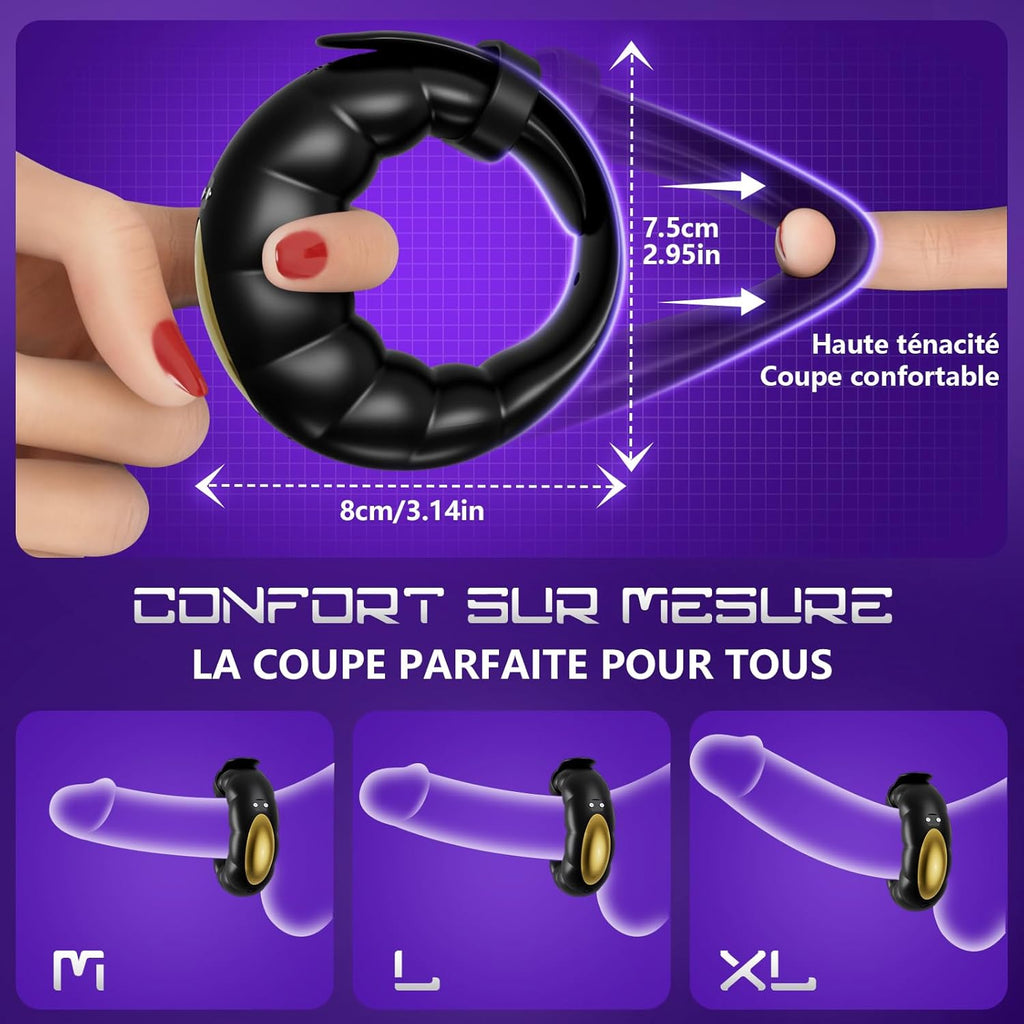 Anneau Vibrant Pénis Homme Sex Toys - App Vibromasseur Cockringe Hommes Reglable,Sex Toýs Homme Anneaux de Pénis avec 10 Modes de Vibration,Sextoy Objet Sexuelle Adulte Couple pour faire L'amour