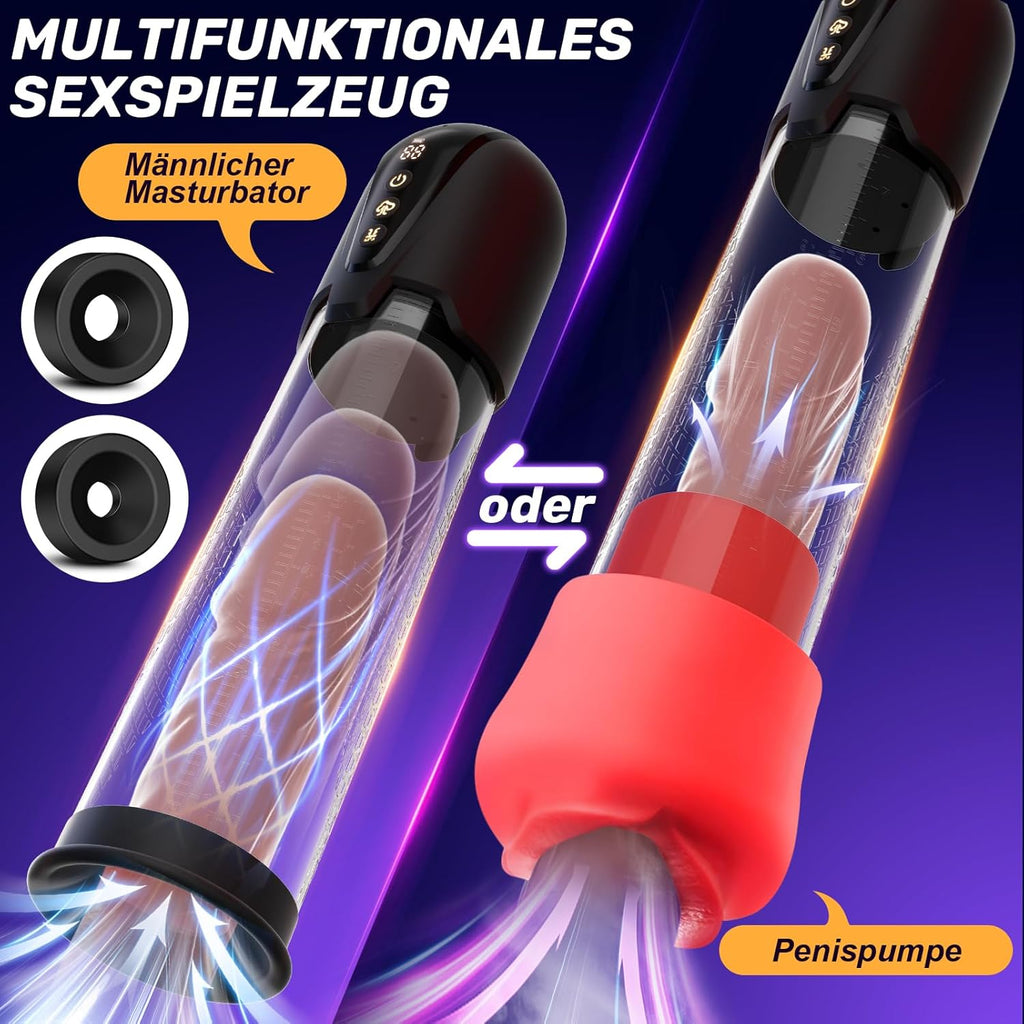 Pompe à Pénis sex toýs homme Masturbateurs masculins avec 4 D'aspiration& 6 modes entraînement,Vakuum pumpe pompe pénis Vibromasseurs avec Vaginette Silicone, Sextoy Homme Masturbateur