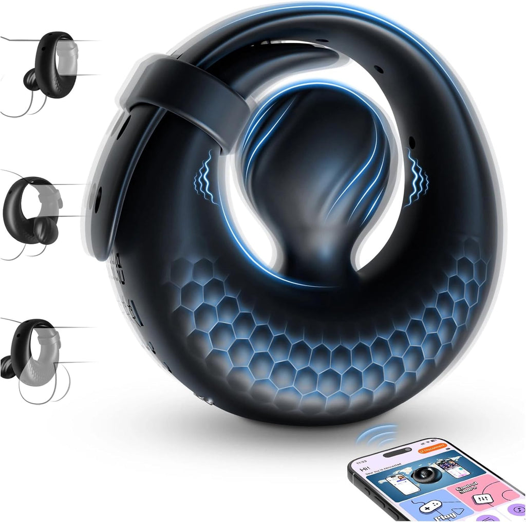 Cock Ring Vibromasseurs Sextoy Homme avec 10 Vibrations, Anneau Penien - Anneau Homme Réglable APP Anneau Vibrant Pénis Clitoridienne Jouet Sexualité Couple