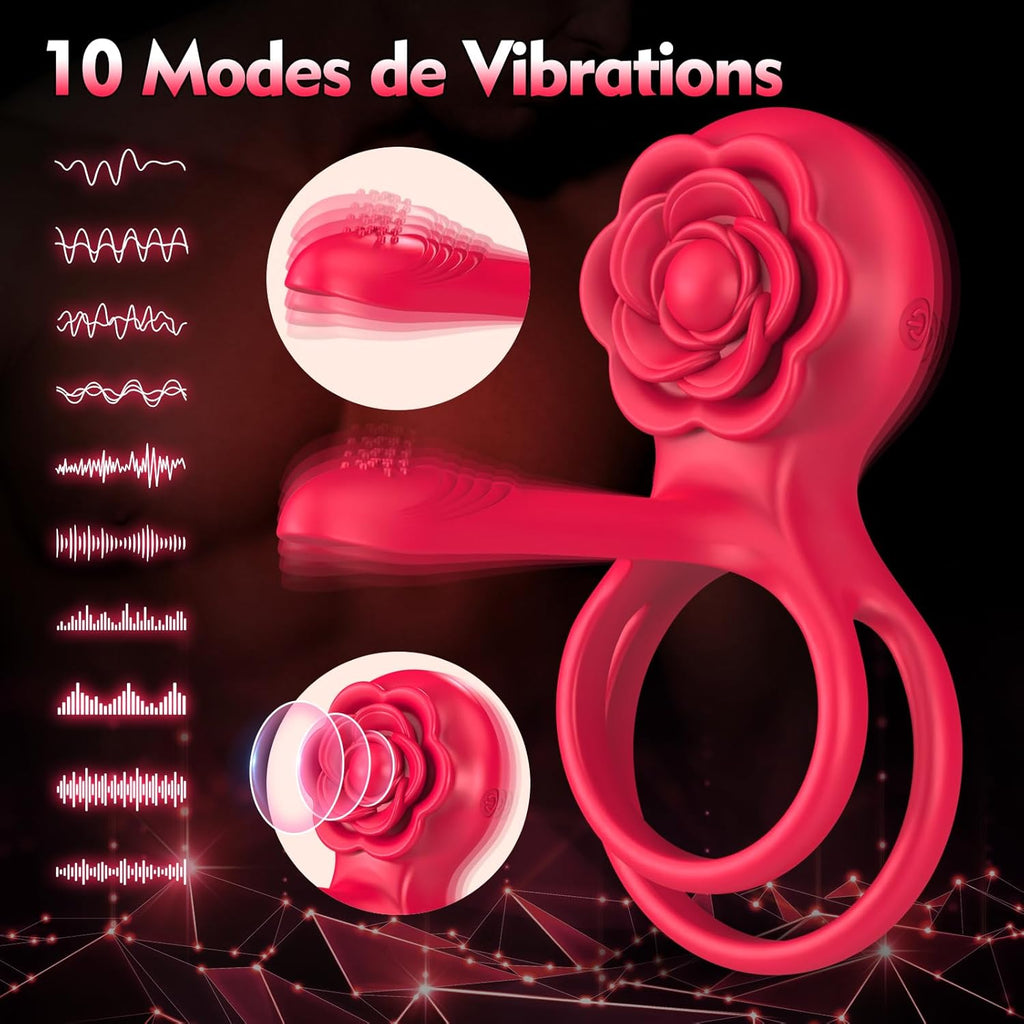 Sex Toys Anneaux de Pénis Set - 3 en 1 Anneau Vibrant Pénis - Anneau Homme Sextoyse Couple Plaisir 10 Modes Vibromasseurs Pour Homme Cockringe Sextoyse Homme Sex