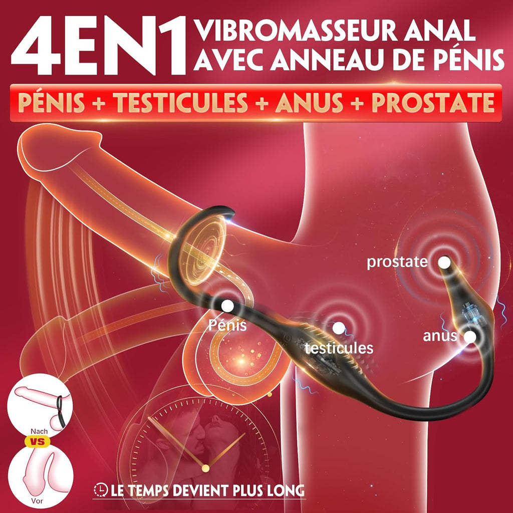 Sex Toys Masseurs de Prostate vibromasseurs avec Anneau Pénien, Plug Anal Sextoy Homme Stimulateur Prostate Gode Anal sextoy, Sex Toýs Couple 7 Modes Vibro