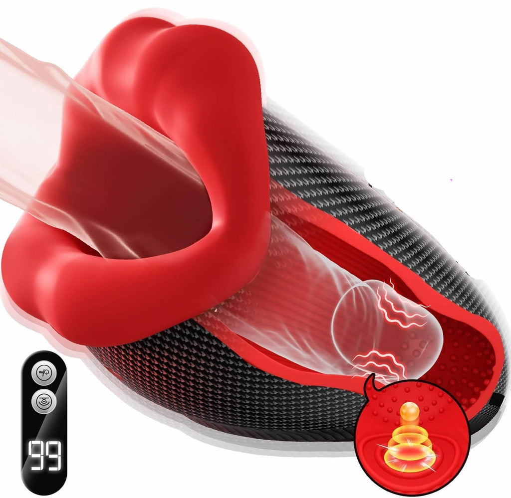 Masturbâteur Homme Mains Libres Masturbeuse, 9X9 Mode de Vibration &Coup-Léchage Masturbateurs Masculins Sextoyse Homme Sex Pénis Sex Toyspour pour Homme Masturbateur