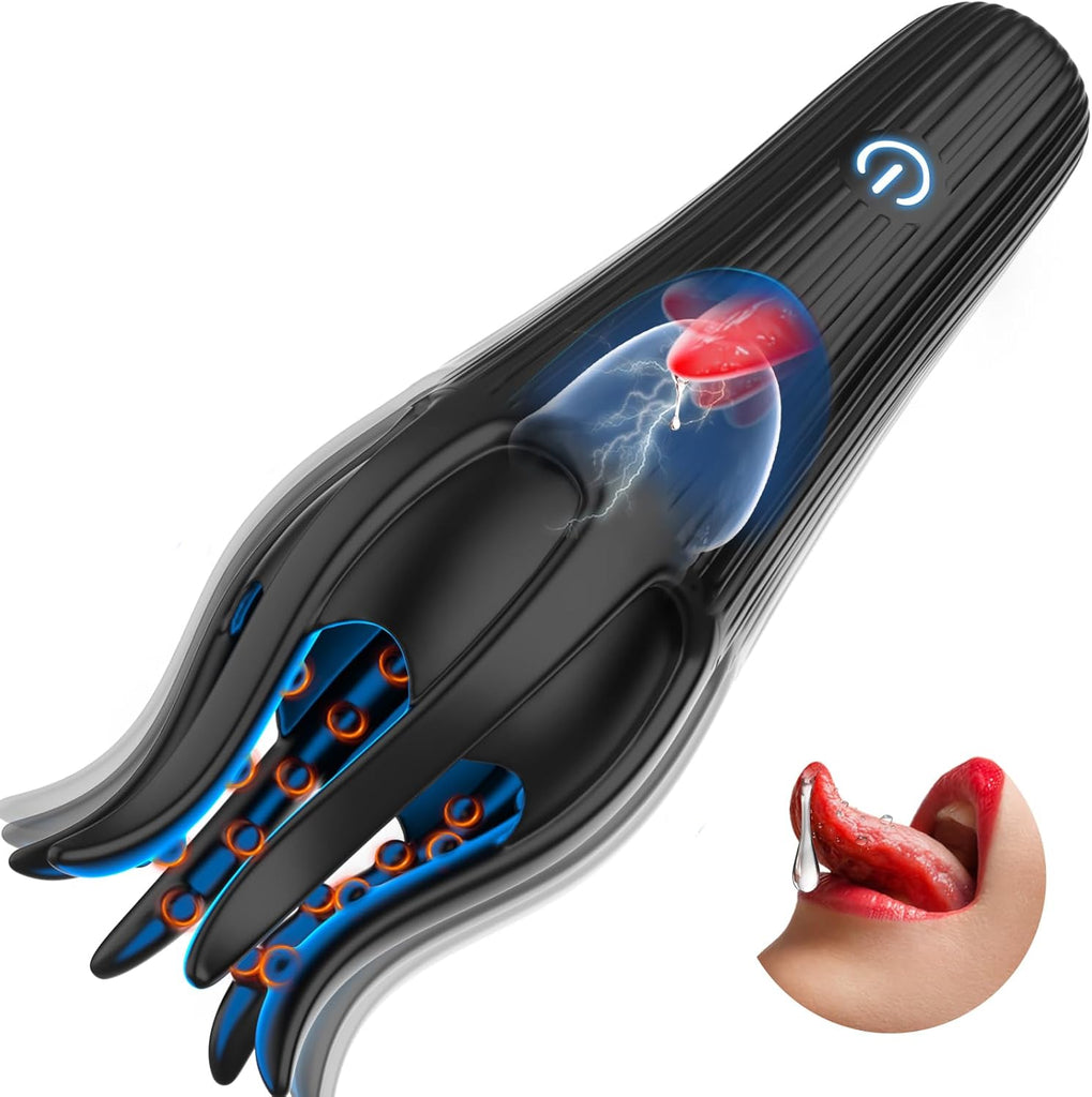 Masturbateurs Masculins Sex Toýs Homme, Tagnaff Masturbâteur Homme Mains Libres 10 Modes de Léchage et Vibration, Masturbateur Automatique Vibromasseur Sexetoyhomme 36 Pastilles de Massage Connexion