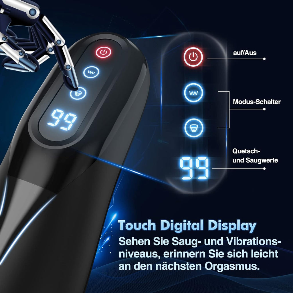 Masturbateur Homme Sextoyse Homme Sex, Masturbâteur Homme Mains Libres Automatique Masturbateurs Masculins Sex Toys avec 9 Mode Succion et Vibration 3D Vaginette Pénis Vibromasseur Sex