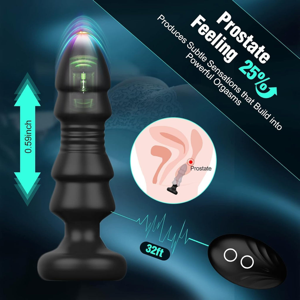 Plug Anal Vibromasseur Sex Toys, Homme Sex Stimulateur Gode Sex Toys Prostate Vibrateur Anal Télécommandé Sex Toýs avec 5 modes de poussée vibrant portabl Pour Couple Jouet Sexualité