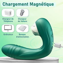 Charger l'image dans la galerie, Vibromasseur en Silicone Point G pour Femme,Clitoris Vibrator avec 10 Modes de Poussée et de Léchage,Étanche Jouets Sexuels Rechargeables avec Stimulation Anale pour Couple, Adultes