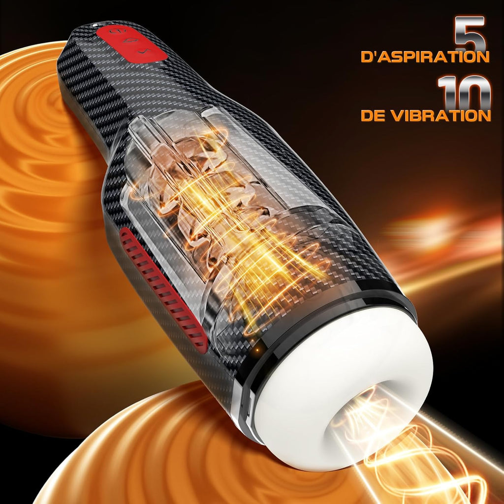 Masturbâteur Homme Sex Toýs Homme - Masturbâteur Homme Mains Libres mains libres 5 modes d'aspiration et 10 modes de vibration,Chauffage vaginal simulé en 3D pour les hommes,Masturbateurs Masculins