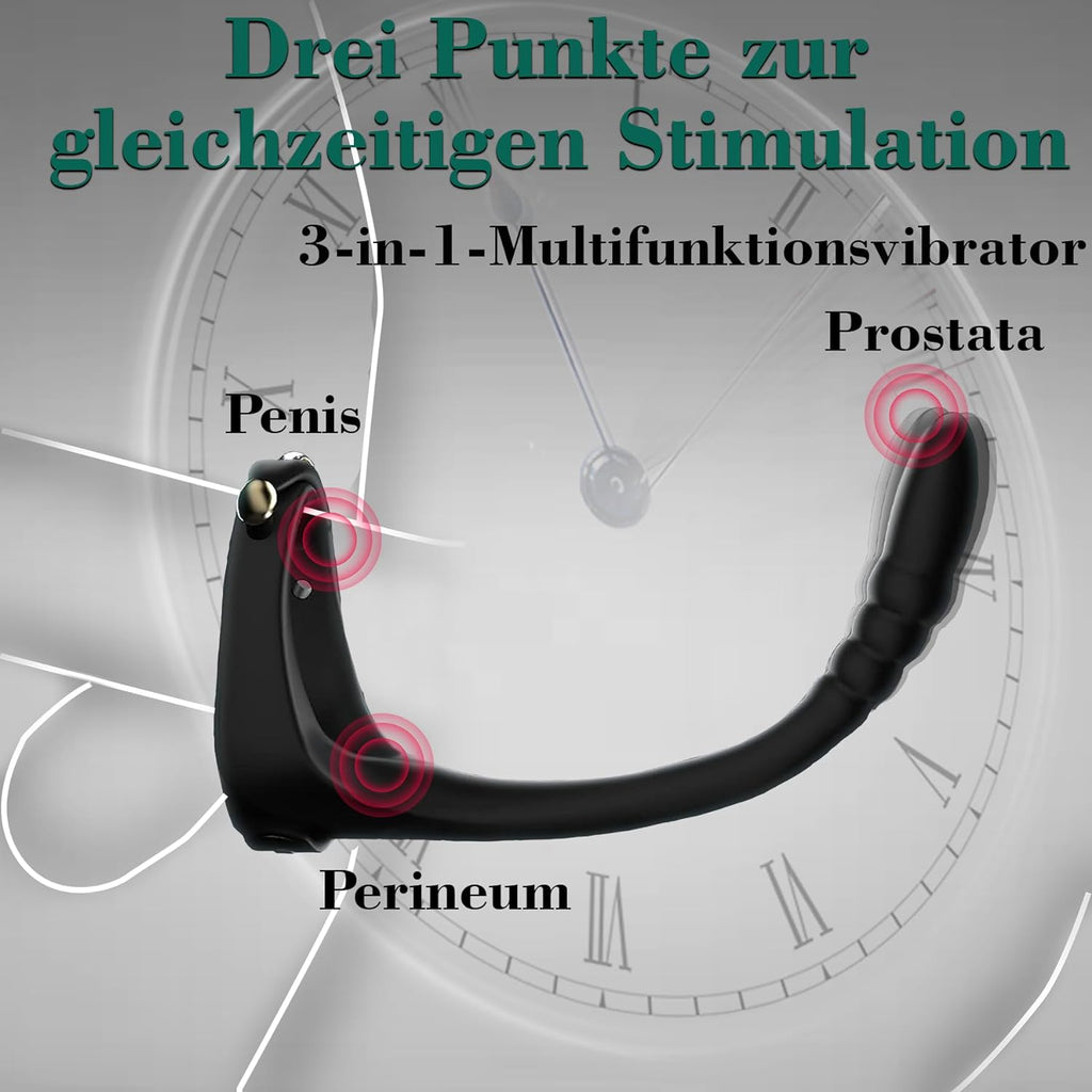 Anneaux de pénis vibrant stimulation de la prostate, 10 modes de vibration et deux moteurs puissants, En silicone innovant avec un design ajustable