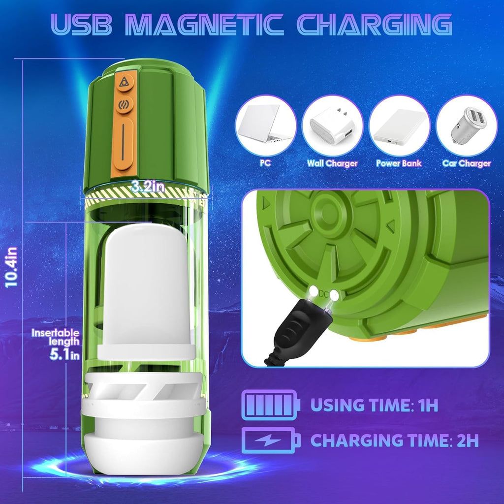 Masturbateur électrique avec 10 vibrations télescopiques - Fonction de choc rotatif - Jouet sexuel pour les hommes - Jouet sexuel pour homme - Masturbateur de poche avec vagin 3D