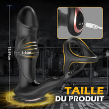 Charger l'image dans la galerie, Masseur de prostate 9 Vibration &amp; 9 va-et-vient de billes &amp; 9 tapotements avec cockring