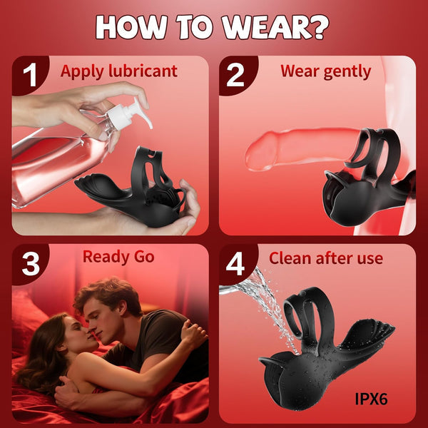 Anneau pénien stimulateur à 360° pour une couverture complète des testicules, avec 9 modes de vibration et de chauffage