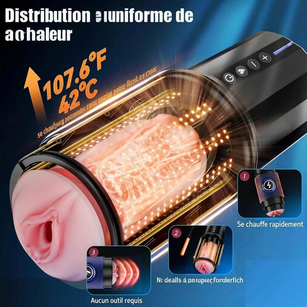 Masturbateur interactif à IA à 360° à chauffage rapide pour hommes, masturbation masculine : jouet sexuel à 5 niveaux d'intensité avec fonction télescopique, insert réaliste amovible