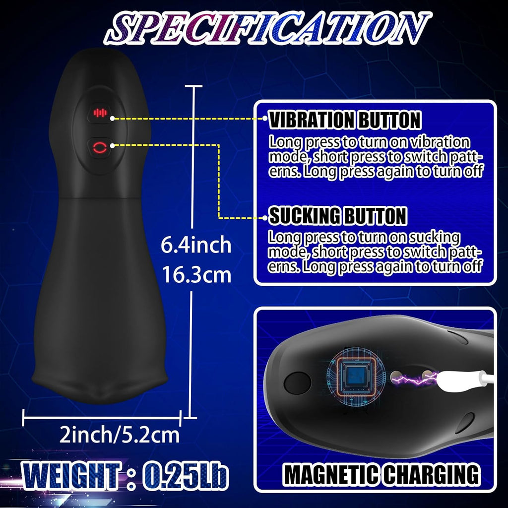 Masturbateurs Masculins Sex Toys, Automatique Masturbateur Homme avec 5 Modes de léchage de langue rotatifs & 10 Modes de Vibration, Enveloppé à 360° Penisse Vibromasseurs