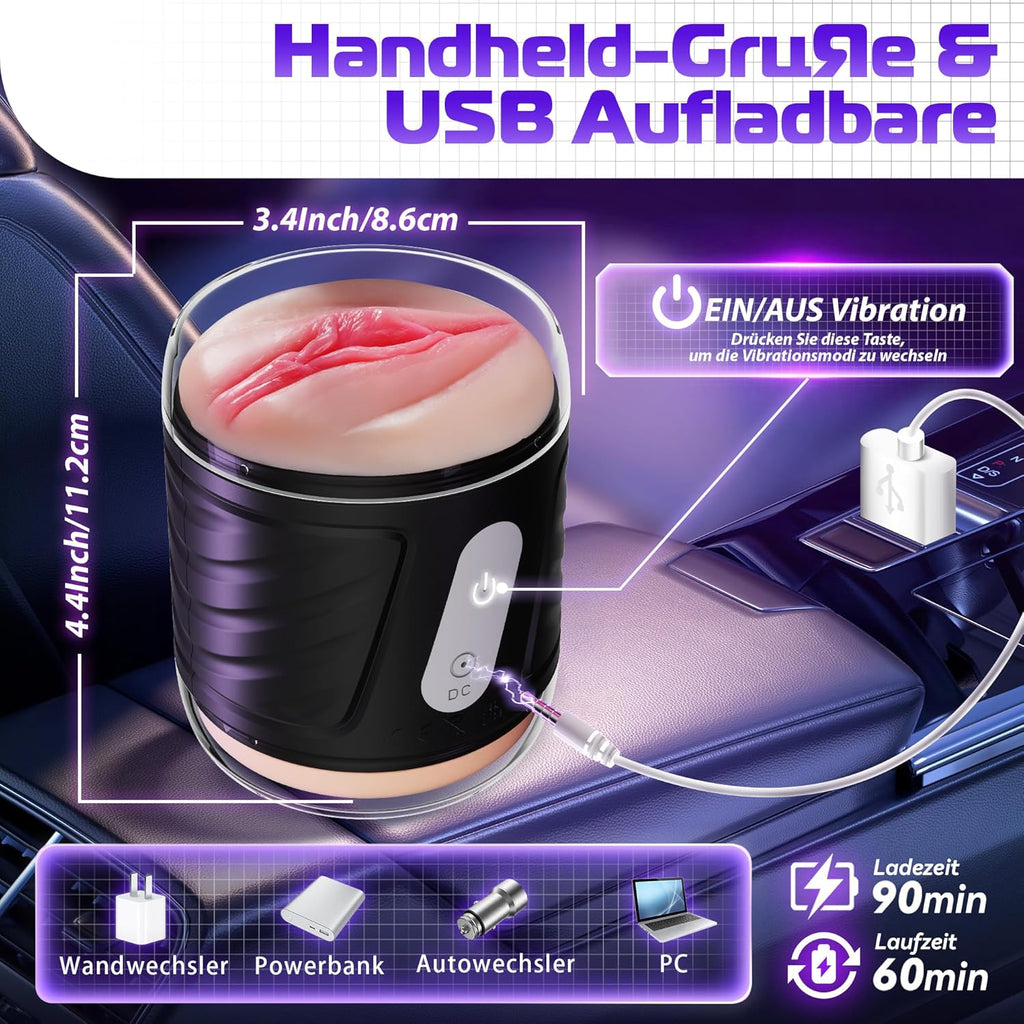 Masturbateurs Masculins Sex Toys Masturbeuse Homme, Masturbâteur Homme Mains Libres avec 7 Modes de Vibration, 2 Moteurs Masturbateur Vaginette Sextoy Homme