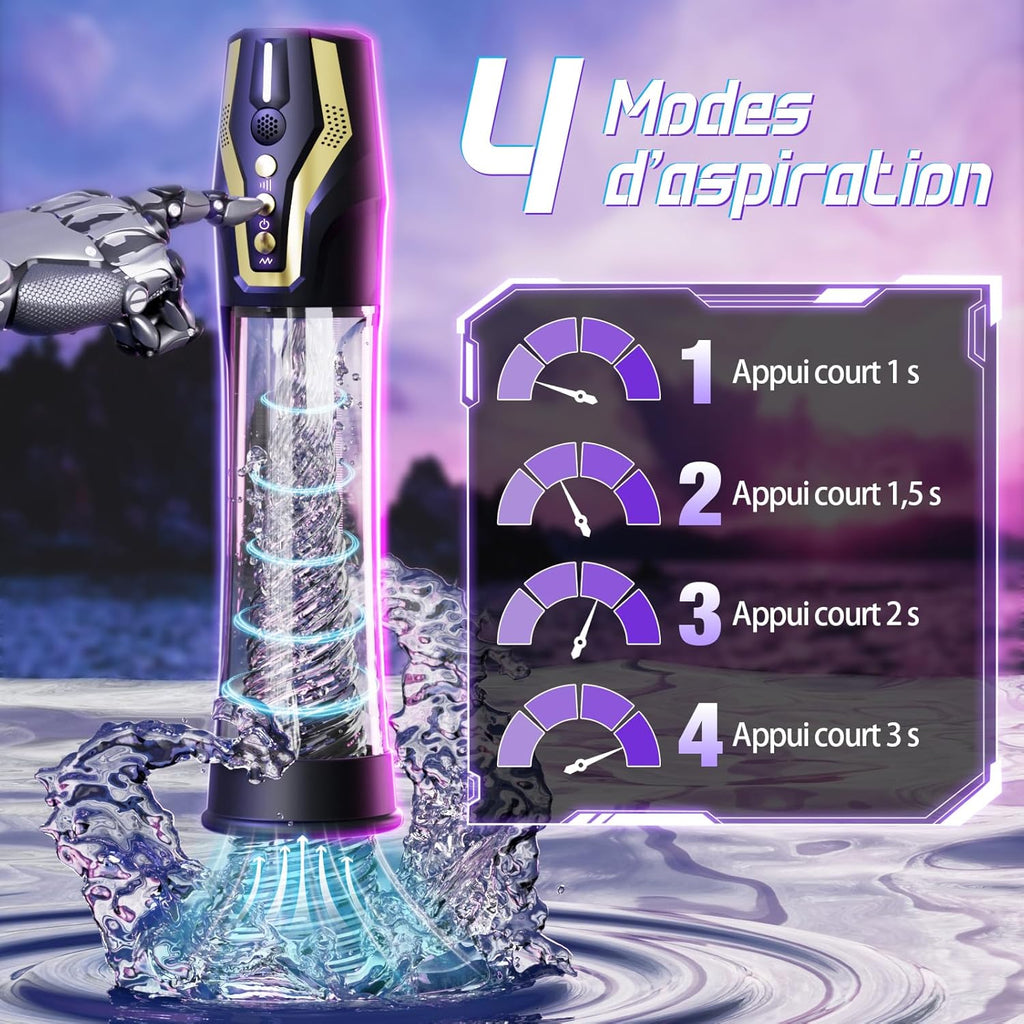 Pompes à Pénis Vaginette Masturbateur Automatique - Contrôle Vocal Pompe Penis Sex Toýs Homme avec 4 Modes d'aspiration & 4 Modes de Pompage, Masturbateurs Masculins Pompe a Penis Masturbeuse Homme