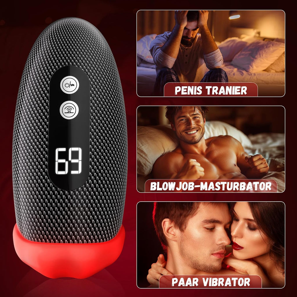 Masturbâteur Homme Mains Libres Masturbeuse, 9X9 Mode de Vibration &Coup-Léchage Masturbateurs Masculins Sextoyse Homme Sex Pénis Sex Toyspour pour Homme Masturbateur