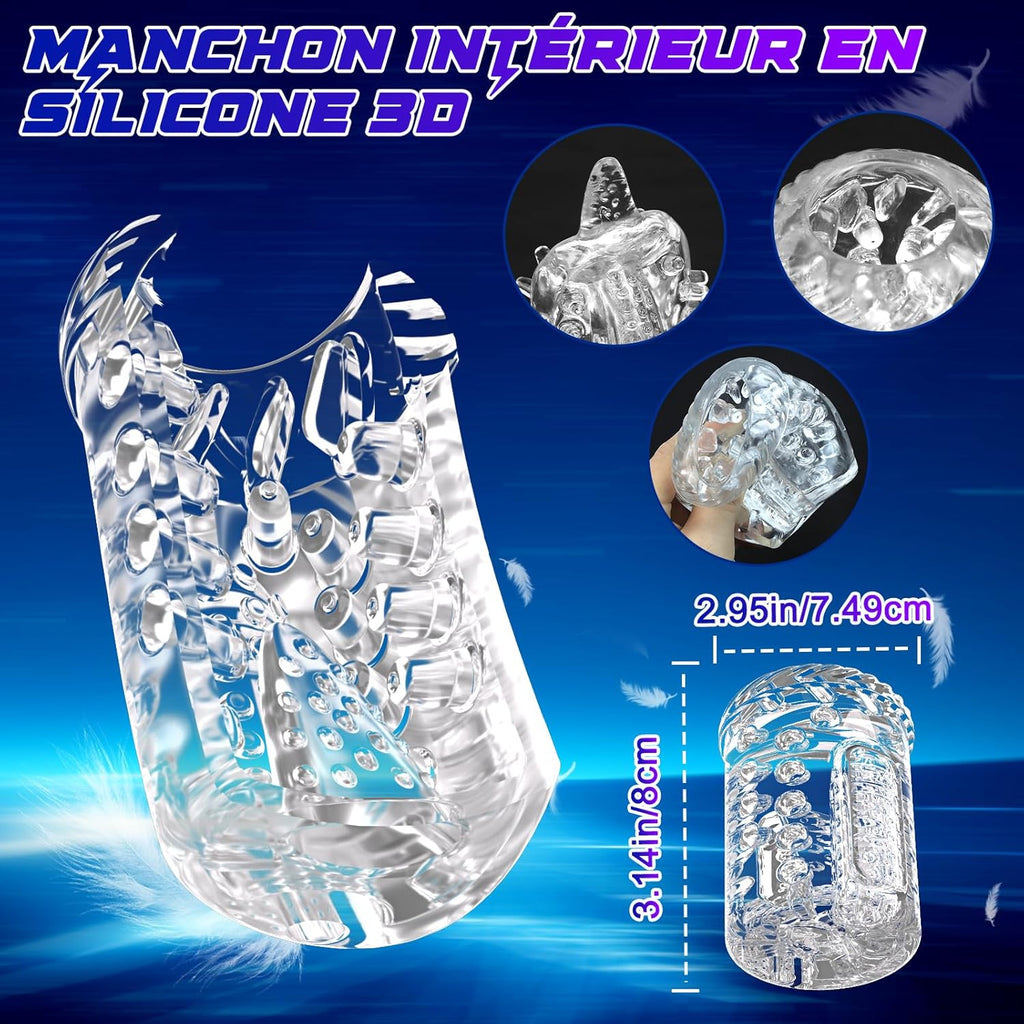Masturbateurs Masculins Sex Toýs Homme - Masturbateur Homme LED Sex Toys avec 7 Poussées & Rotations & Vibration Masturbateur Homme 3D Vaginette Ultra Réaliste
