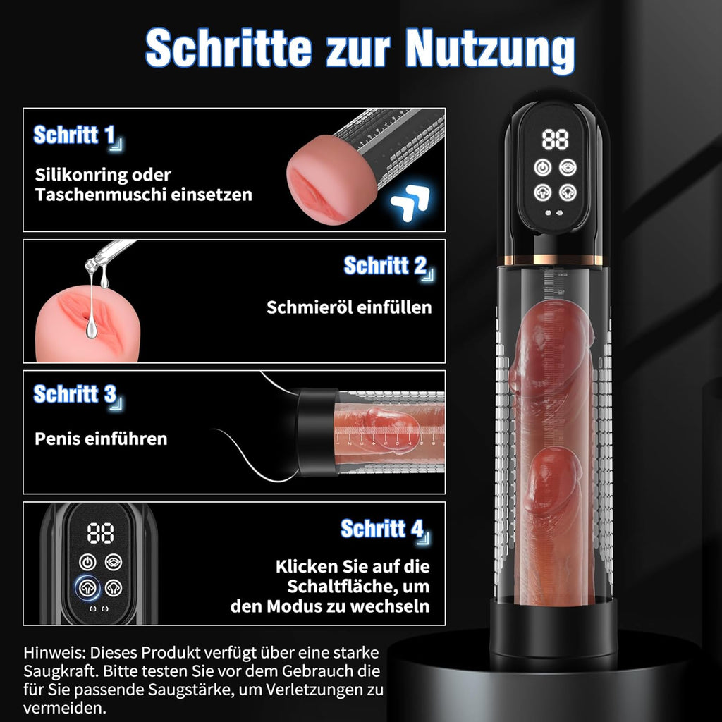 Pompe à Pénis Sex Toys Homme Masturbeuse, Jouet Adulte pompe à vide électrique pour pénis avec chatte de poche 4+3 modes d'aspiration, Sextoy Pompe à Vide Extender avec 2 anneaux en silicone