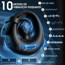 Charger l'image dans la galerie, Cock Ring Vibromasseurs Sextoy Homme avec 10 Vibrations, Anneau Penien - Anneau Homme Réglable APP Anneau Vibrant Pénis Clitoridienne Jouet Sexualité Couple