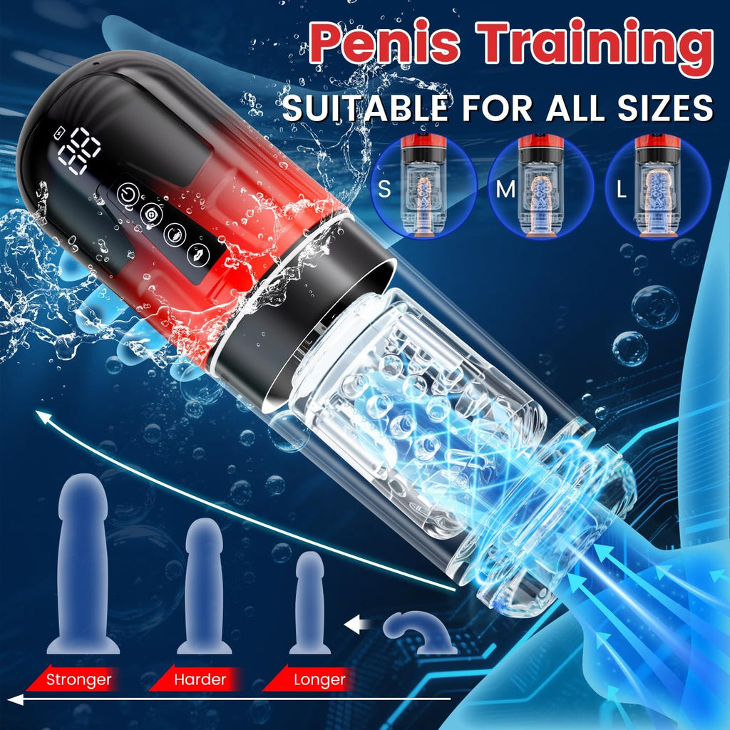 Masturbeuse, Masturbateur Homme Mains Libres avec Gaine Interne Amovible, Sex Toys Homme avec 7 Fonctions Télescopiques & Rotation & Succion et Vibration, Langue Réaliste & Vaginette Sex Toys