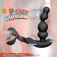 Charger l'image dans la galerie, 4 EN 1 Vibrant Masseurs de Prostate avec Anneau Pénien pour Couple, Vibromasseurs Sex Toys pour Stimulateur Testiculaire et Prostate Homme, Medical Silicone Penis Ring avec 3+10 Modes, Durable