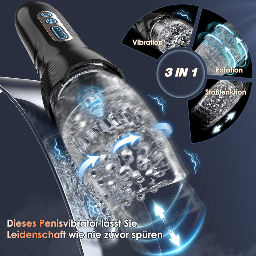 Masturbateurs Masculins Sex Toys,Masturbâteur Homme Mains Libres 10X5 Mode de Vibration & Rotation Télescopique,Vaginette Sextoyse Homme Sex Masturbateur Homme