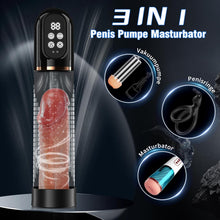 Charger l'image dans la galerie, Pompe à Pénis Sex Toys Homme Masturbeuse, Jouet Adulte pompe à vide électrique pour pénis avec chatte de poche 4+3 modes d'aspiration, Sextoy Pompe à Vide Extender avec 2 anneaux en silicone
