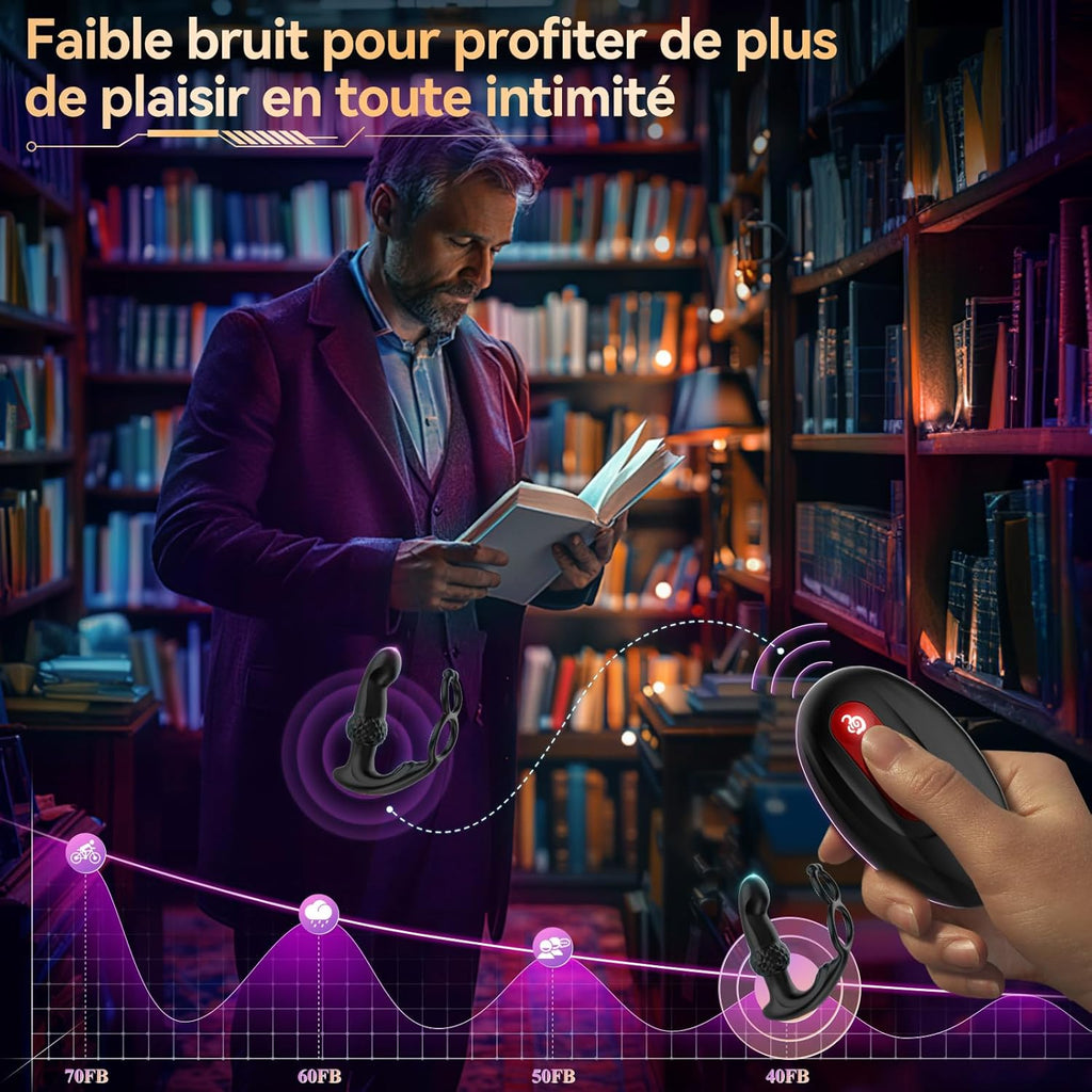 Prostate Homme Plug Anale avec Anneau Pénien, Conception Antidérapante Sex Toys Anals Vibromasseur avec 7 Vibrant et Déplacement des Doigts, 3 EN 1 Plug Anal Gode Vibro-masseur Sex Toýs Homme Couple