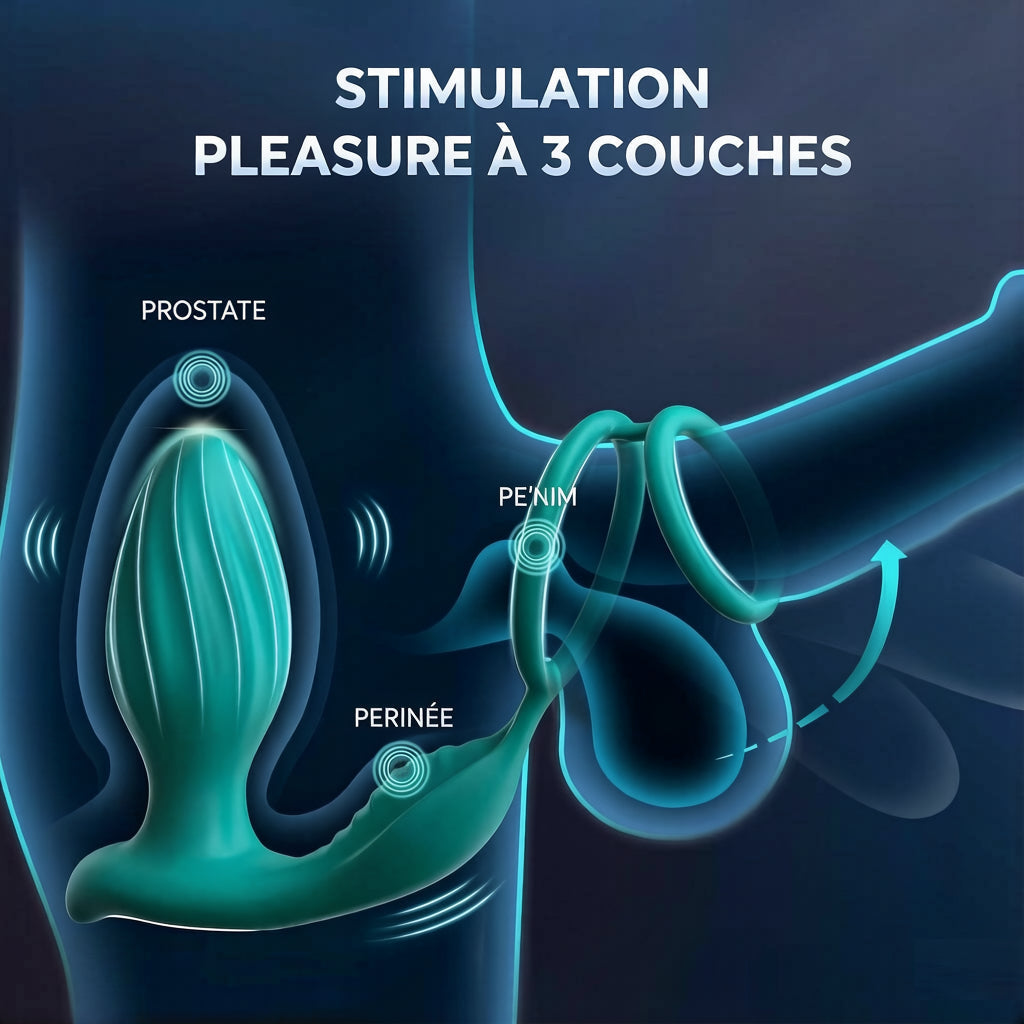 Vibromasseur anal rotatif à 360° avec fonction de massage de la prostate et télécommande via application, plug anal vibrant avec 9 modes de vibration et 9 modes de rotation, anneaux péniens en silicone et vibromasseurs anaux